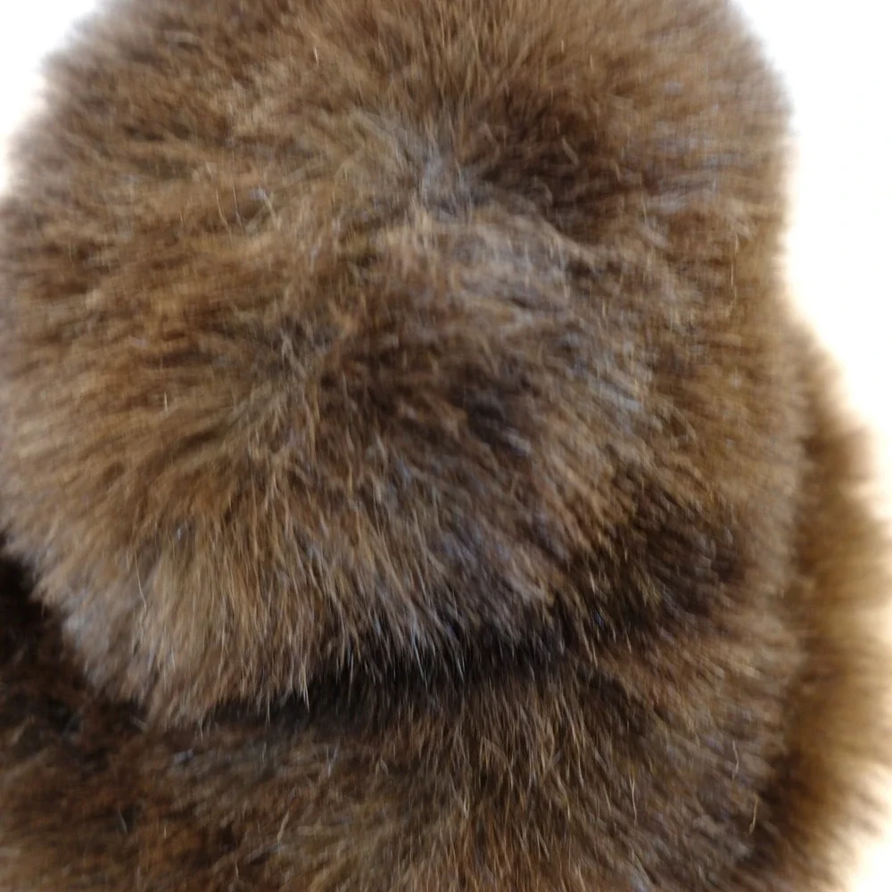 Vintage Real Fur Pillbox Hat Womens Brown Russian Cossack Fuzzy Winter Luxury - Picture 7 of 10